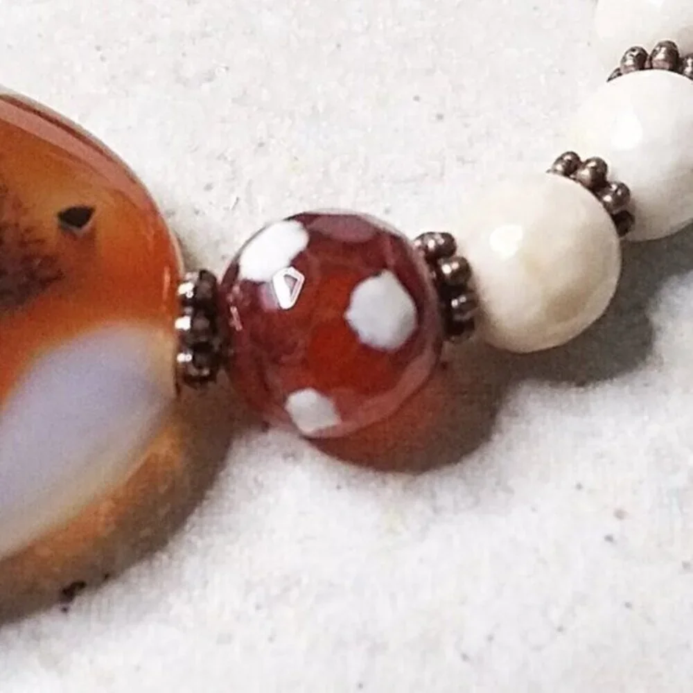 Bold & Chunky! Step into 2026 with Power! Beaded Agate + Fossil Beads Bracelet